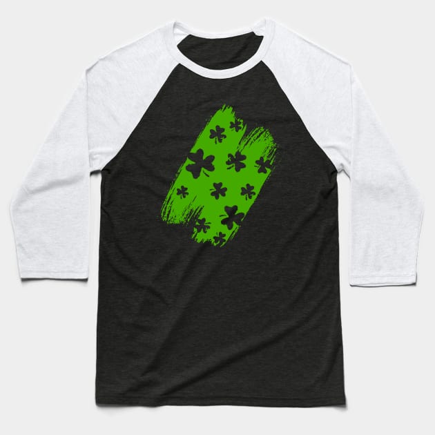 Shamrocks Brush Stroke St. Patricks Day Baseball T-Shirt by xsylx